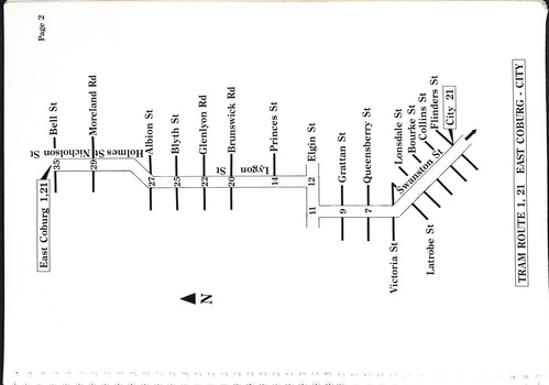 PTC - Tram Network map book - sample map - route 1, 21