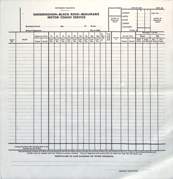 VR Black Rock - Beaumaris Motor Coach Pay In Slip