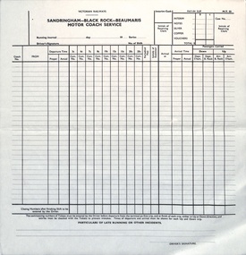 VR Black Rock - Beaumaris Motor Coach Pay In Slip