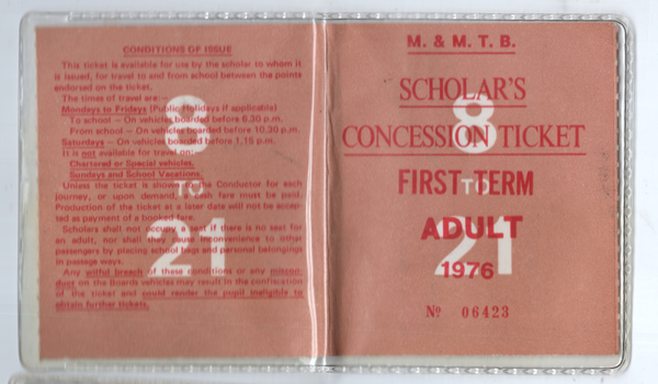 First Term scholar's Concession 1976
