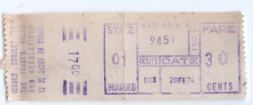 Perth Bus ticket