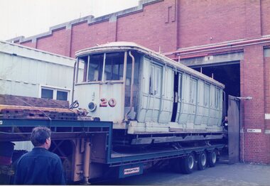 VR tramcar 20 being delivered to Preston Workshops 