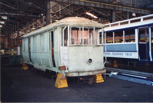 The body of VR Tram on stands at Preston Workshops