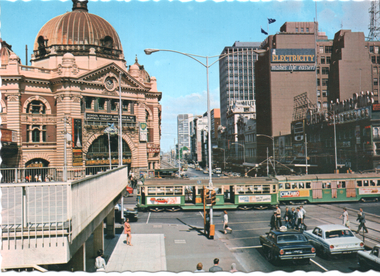 "Melbourne The busy intersection of Swanston and Flinders Streets"