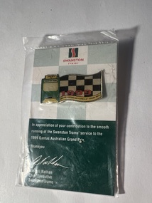1999 Qantas Grand Prix badge in plastic packet