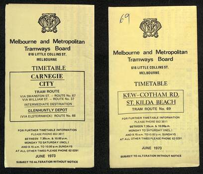 1973 timetables - set 3 of 3