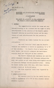 "The Right to advertise on the exterior of the Board's Public Transport Vehicles" - cover of the first document