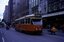 Eastbound in Bourke Street traveling through the trail pop-up temporary Bouke Street Mall on route 96 to "E. Brunswick".  This photo in late 1973 show the first changes to the tram with the brown painted skirt. 