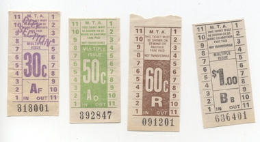 Set of  six  MTA Tickets printed