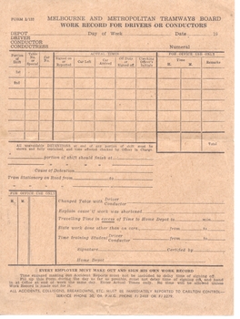 "Work Record for Drivers or Conductors"