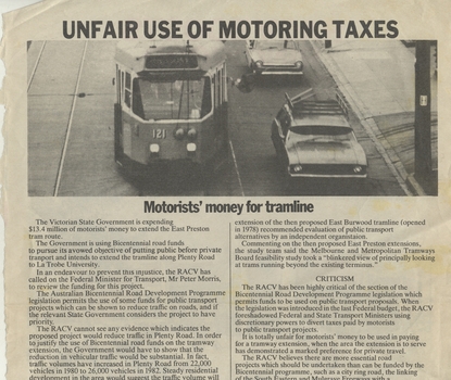 "Unfair Use of Motoring Taxes" and "Members have their Say"