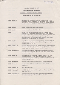 "Footscray College of TAFE / Civil Engineering Department /' Essendon - Footscray Tramway History"
