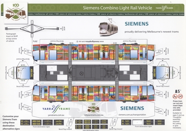 Leisure object - Cardboard Model Tram, Siemens, Yarra Trams, 2006