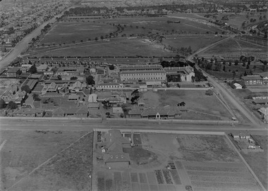 Royal Park looking east over the Royal Park Hospital