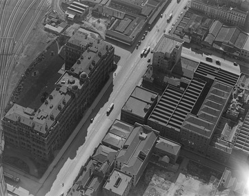 looking north west over the Victorian Railways Head Office in Spencer St