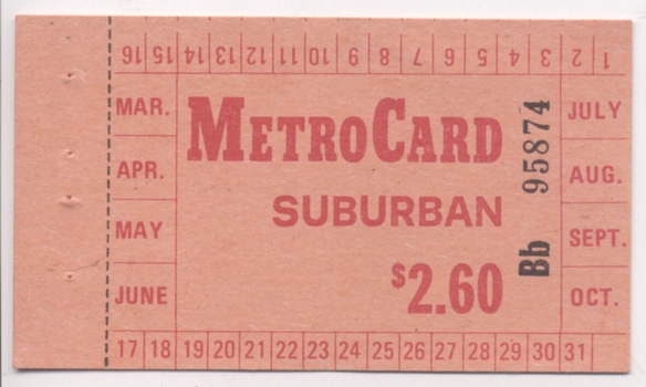 MetroCard Suburban, $2.60,