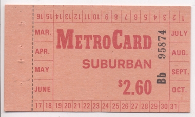 MetroCard Suburban, $2.60,