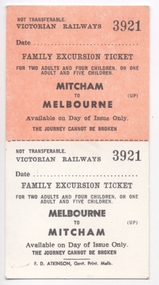 Two part Family Excursion Ticket - Mitcham to Melbourne