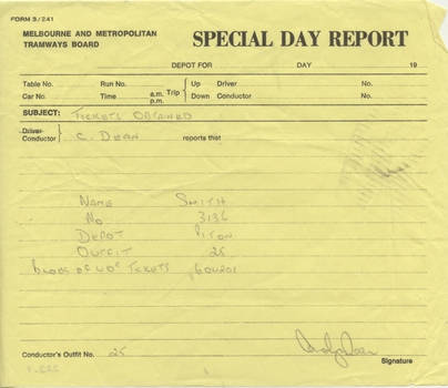 "Special Day Report"