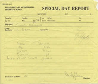 "Special Day Report"