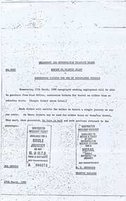 "Notice to Traffic Staff - Concession Tickets for use by Unemployed Persons"