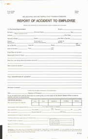 "Report of Accident to Employee", "Collisions - Trams", "Falls - Trams and Buses"