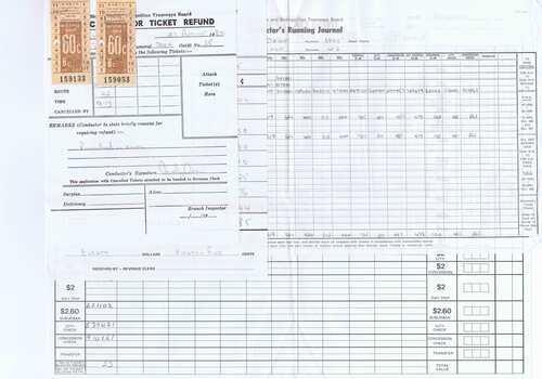 "Application for ticket refund", "Supplementary Running Journal", "Conductor's Pay In slip", "Conductor's Running Journal", "Weekly Record of Conductor's Ticket Outfit"