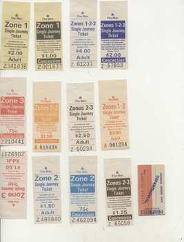 Set of  12 The Met single journey flimsy type paper tickets