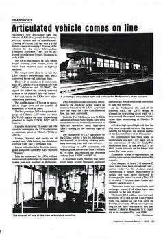 "Articulated vehicle comes to life",  "Monitor system speeds buses and trams"