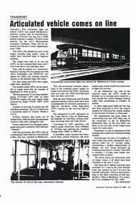 "Articulated vehicle comes to life",  "Monitor system speeds buses and trams"
