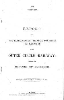 "Report - The Parliamentary Standing Committee on Railways on Outer Circle Railway"