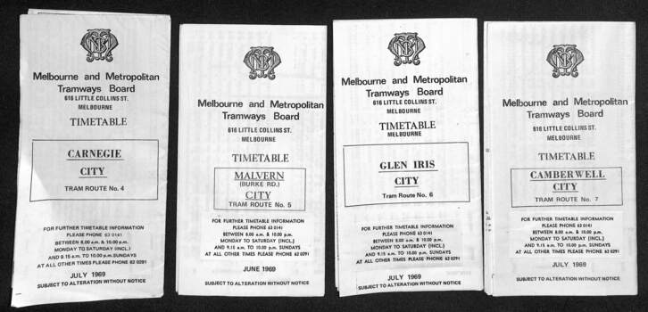 Set of 23 MMTB Timetables - set 1 of 6