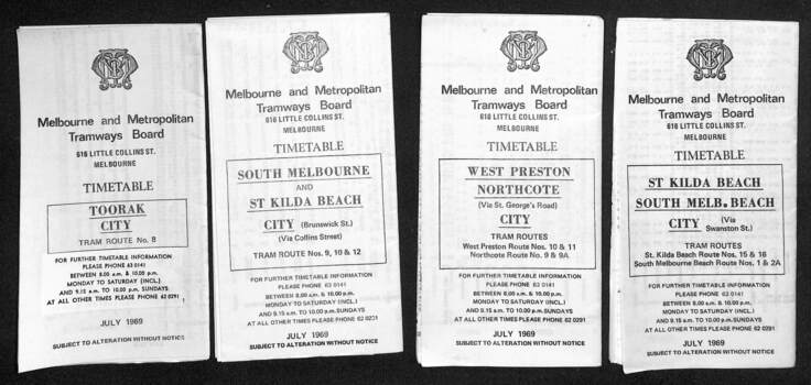 Set of 23 MMTB Timetables - set 2 of 6