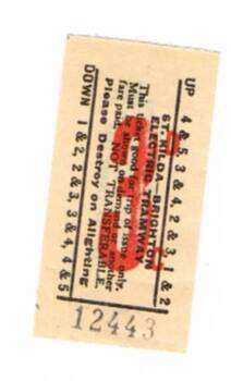 Reproduction of  a Victorian Railways 3d St Kilda Brighton electric tramway ticket