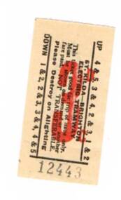Reproduction of  a Victorian Railways 3d St Kilda Brighton electric tramway ticket