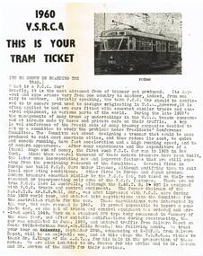 "1960 VSRCA This is your tram ticket"
