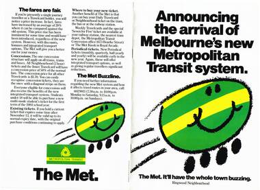 "Announcing the arrival of Melbourne's new Metropolitan Transit system"