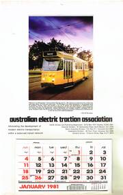 Ephemera - Calendar, Australian Electric Traction Association (AETA), 1980