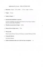 "Application for Access - Milan Tram 1692"