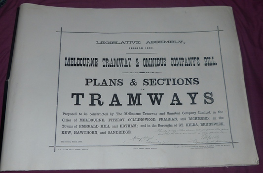 "Melbourne Tramway & Omnibus Company's Bill - Plans and Sections - Tramways - March 1882"