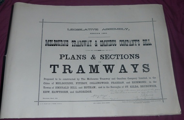 Document - Folder, "Melbourne Tramway & Omnibus Company's Bill - Plans and Sections - Tramways - March 1882", 1994