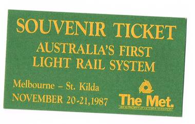 "Souvenir Ticket - Australia's first light rail system"