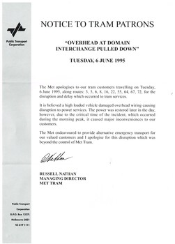 "Notice to Tram Patrons"