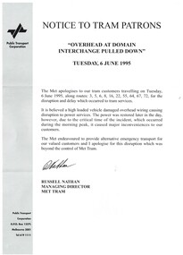 "Notice to Tram Patrons"