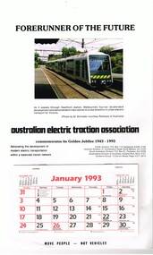 Ephemera - Calendar, Australian Electric Traction Association (AETA), 1992