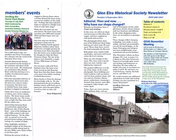 "Glen Eira Historical Society Newsletter"