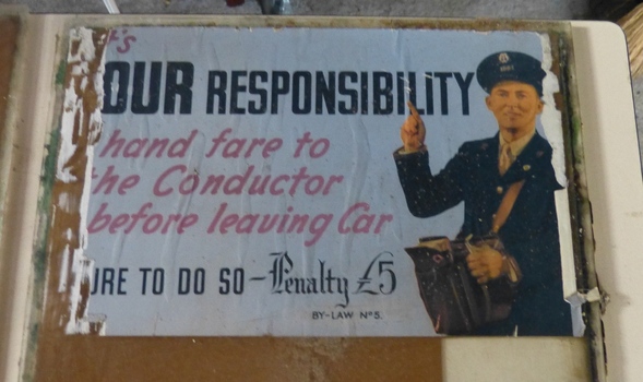"Its your responsibility to hand fare to the Conductor before leaving car"
