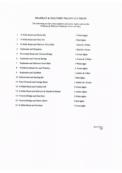 "Prahran & Malvern Tramways Trust - route numbers and colour lights"