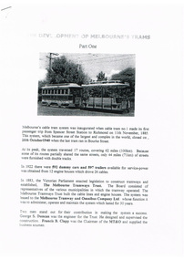 "The development of Melbourne's trams - Part One"