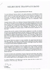 "Melbourne Tramways Band - Tramways Band Back of Track"